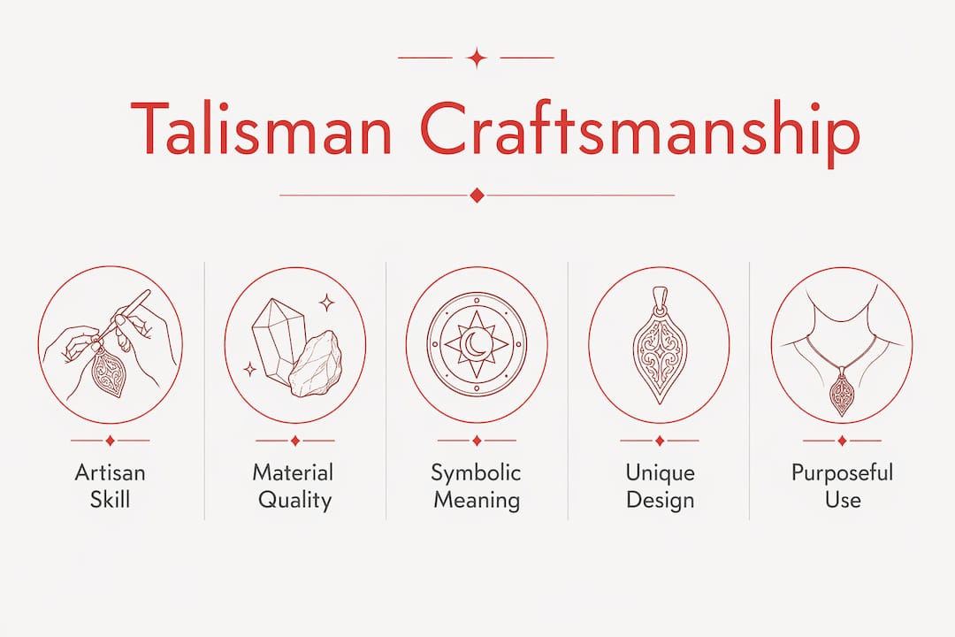 Infographic illustrating key aspects of crafted talisman bracelets
