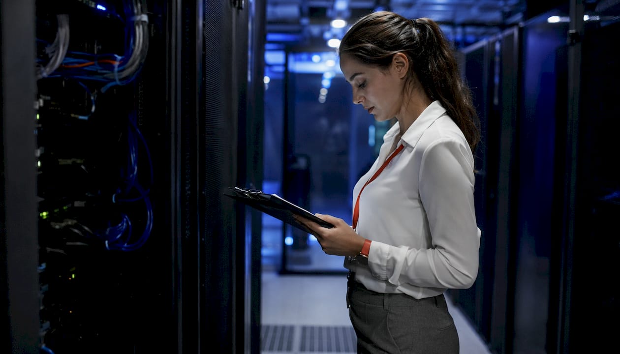 Systems administrator checking servers for GDPR