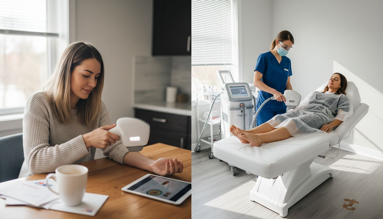 Comparing at-home device and clinic laser treatment