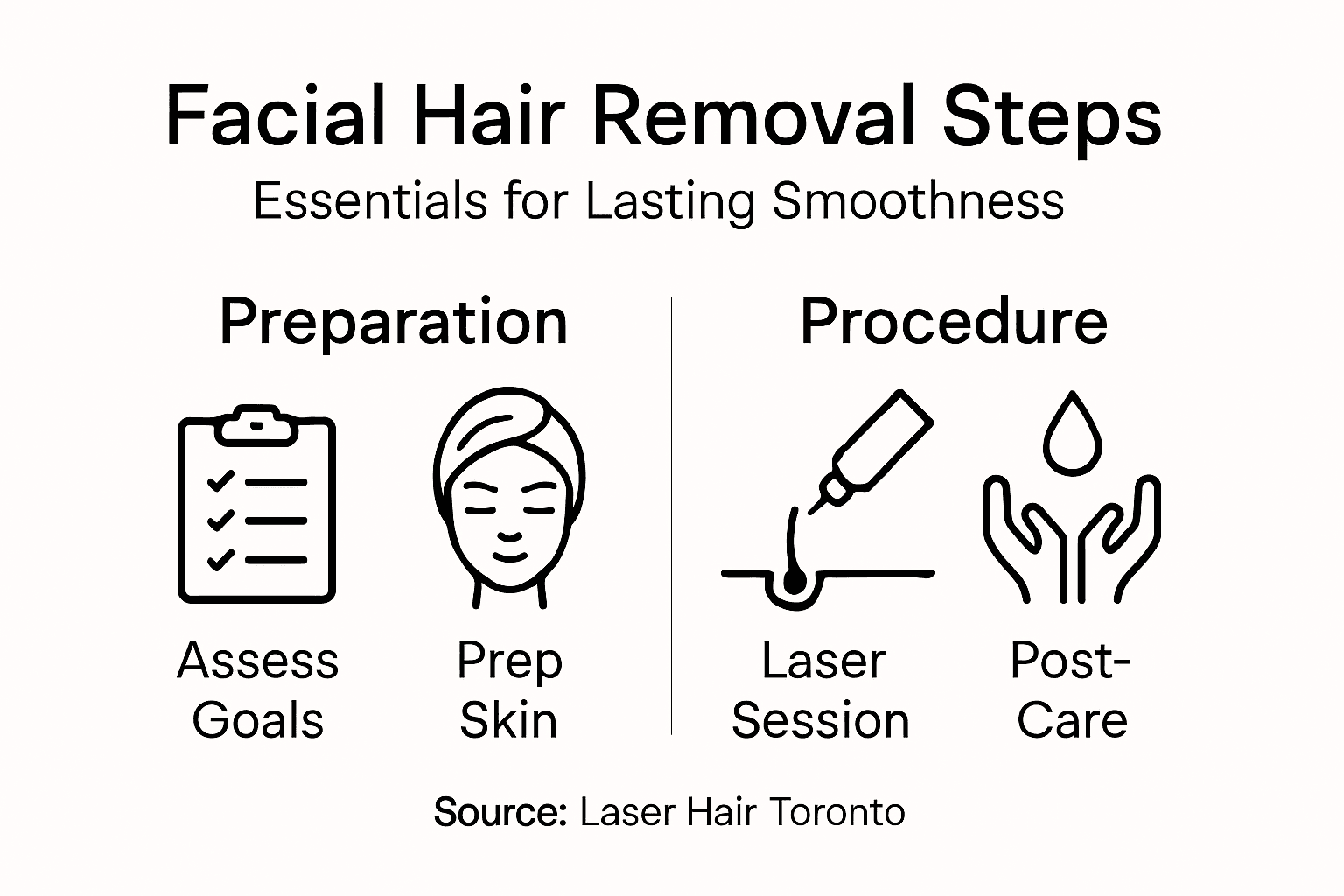 Infographic steps for facial hair removal process