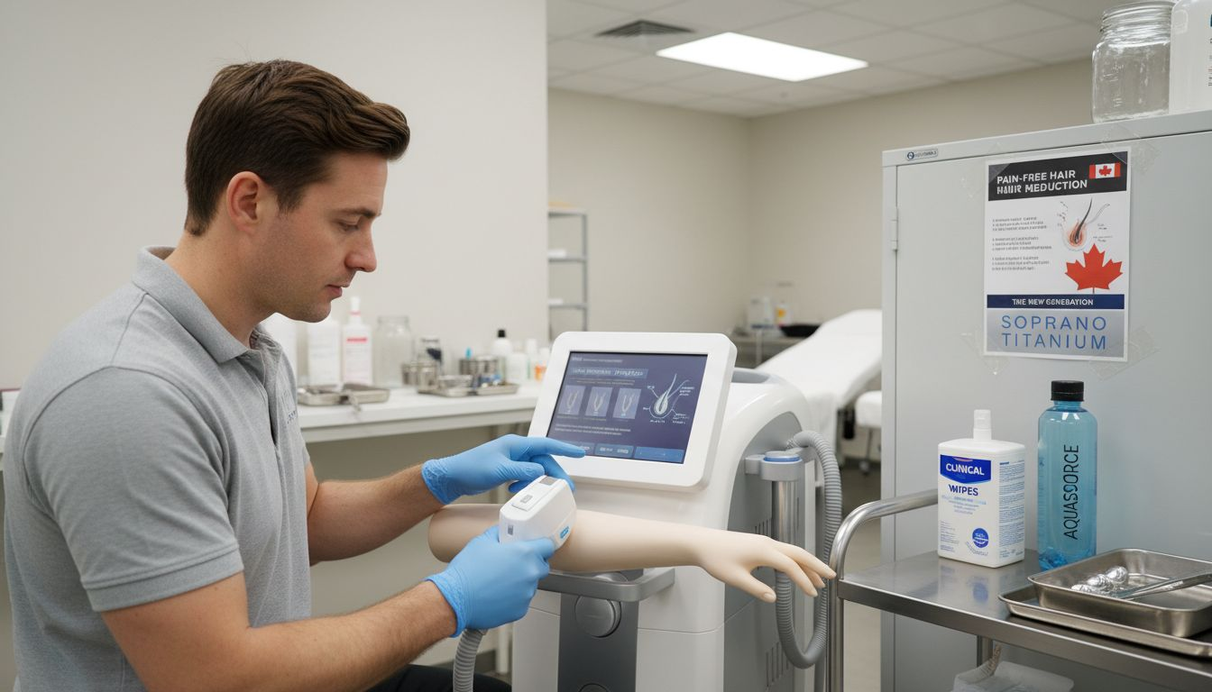 Technician using Soprano Ice Titanium device