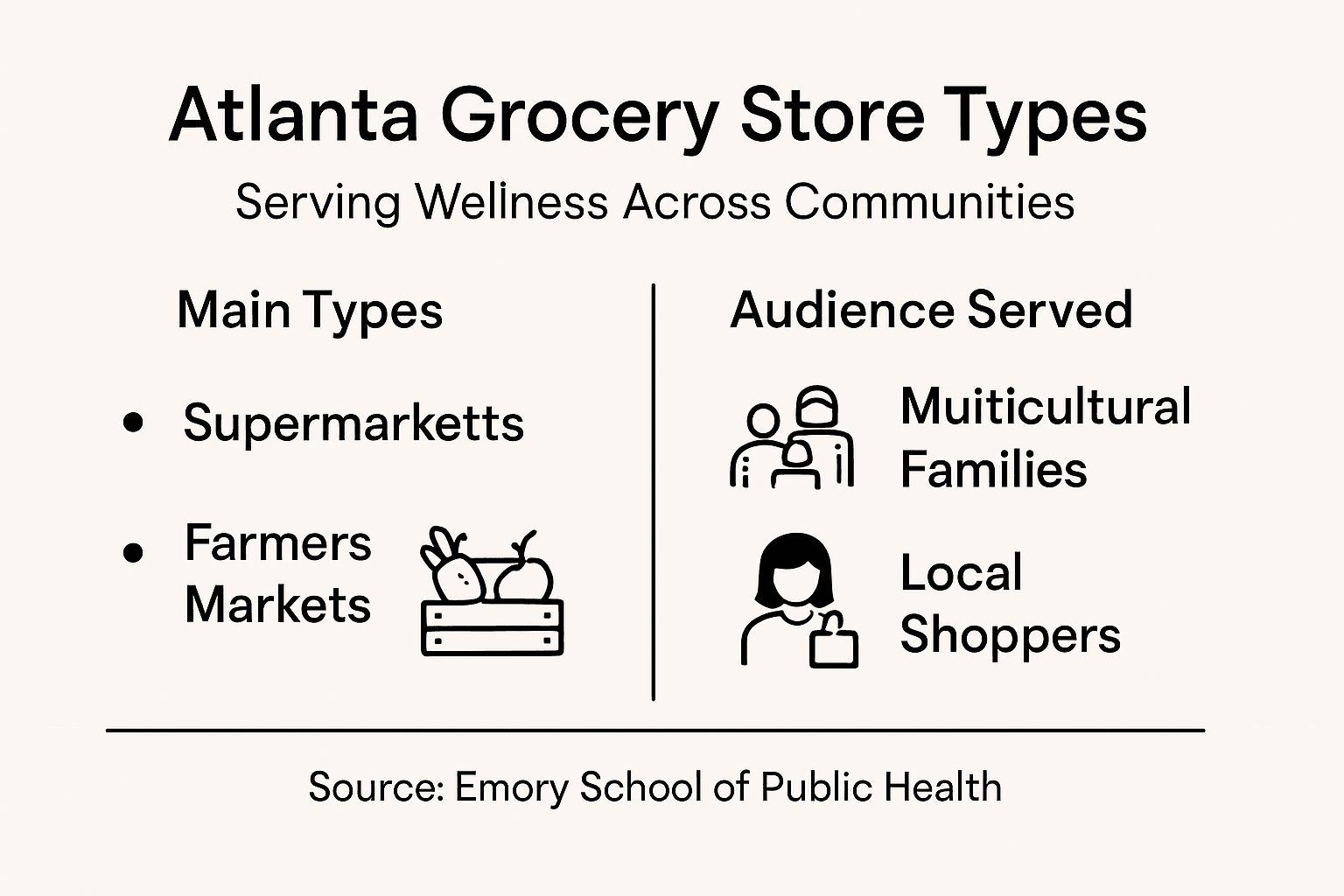 Infographic of Atlanta grocery store types and audiences