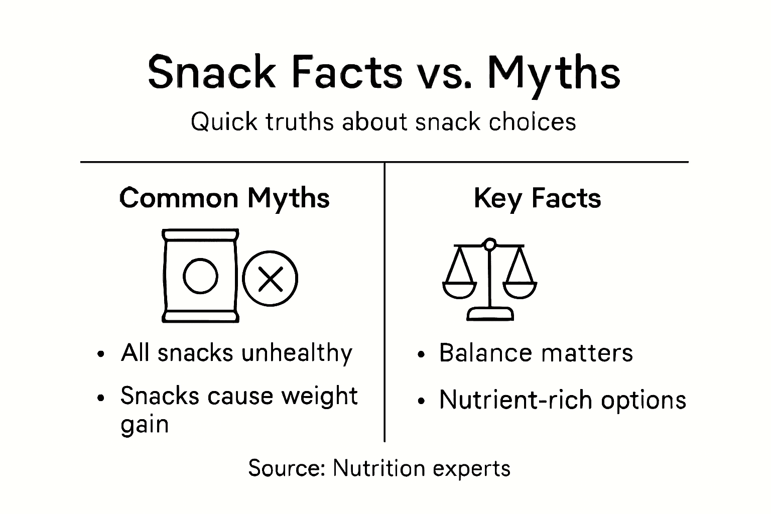 Infographic comparing snack myths and facts