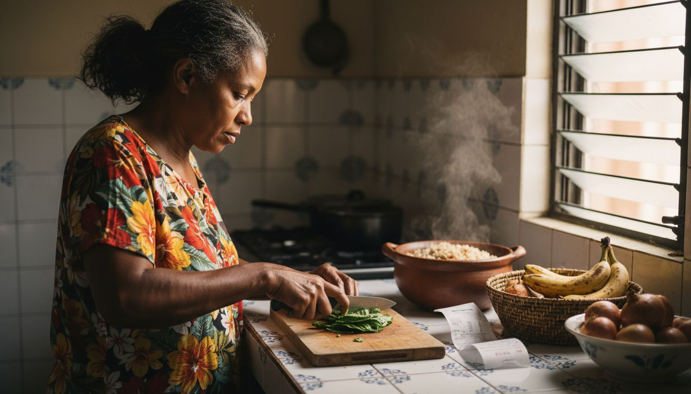 Home cook preparing Caribbean ingredients