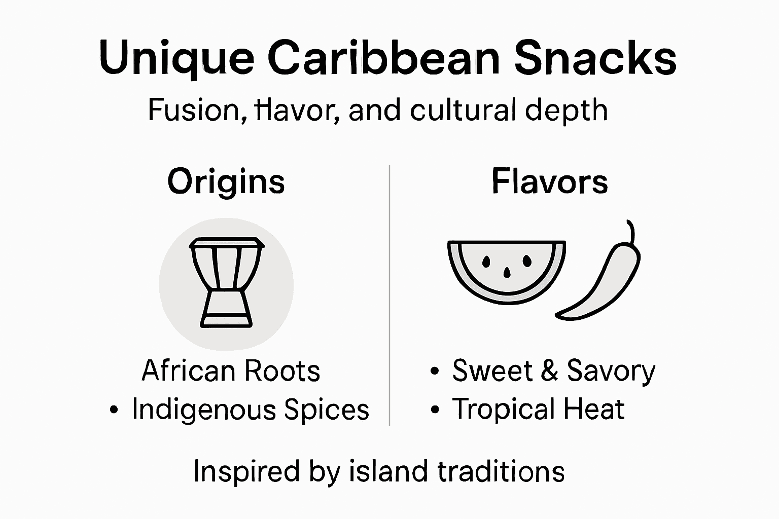 Infographic of Caribbean snacks origins and flavors