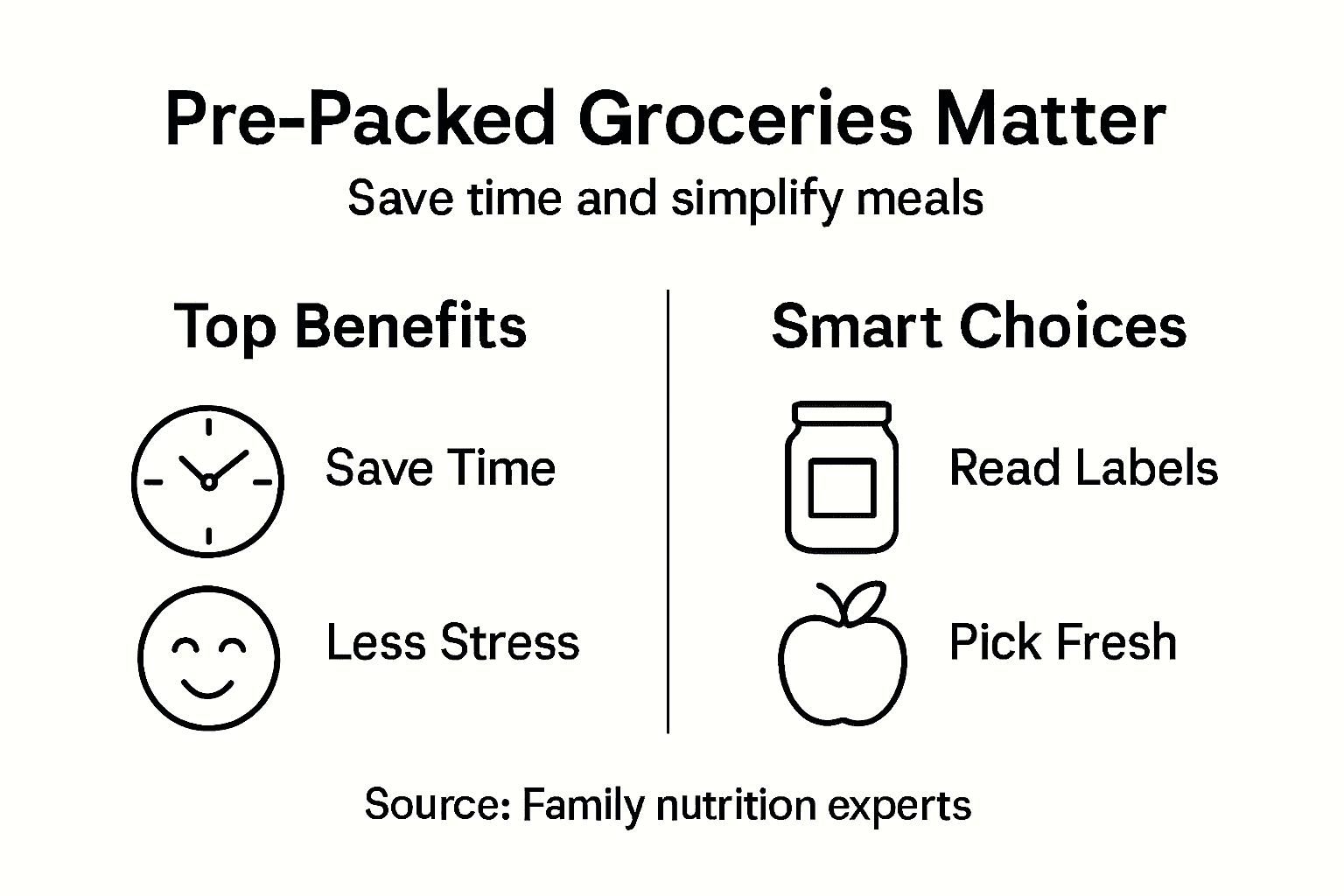 Infographic highlighting pre-packed grocery benefits