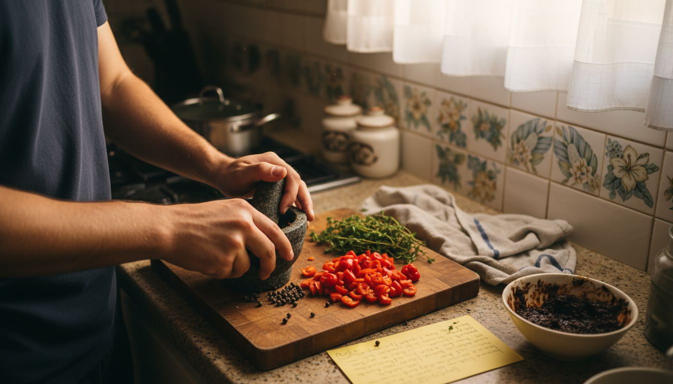Cooking jerk marinade with fresh allspice