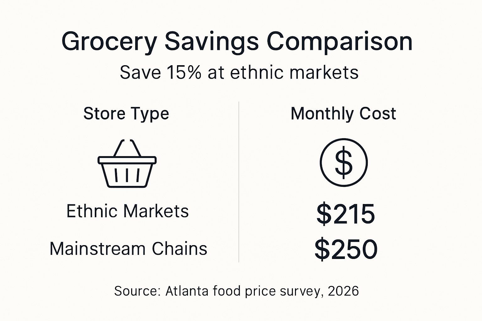 Infographic comparing grocery cost by store type