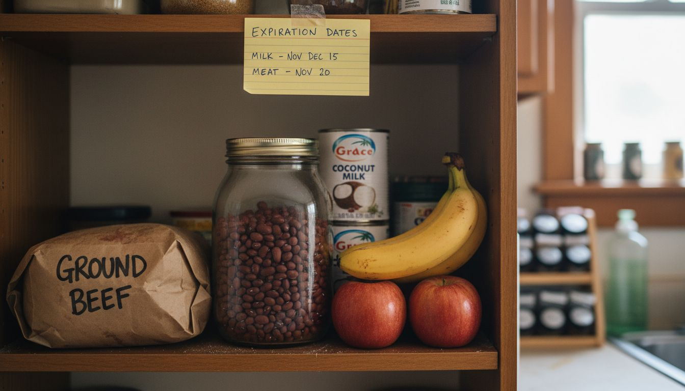 Pantry shelf with staples from both regions