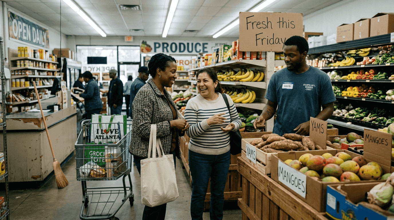 Shoppers interact in international Atlanta market