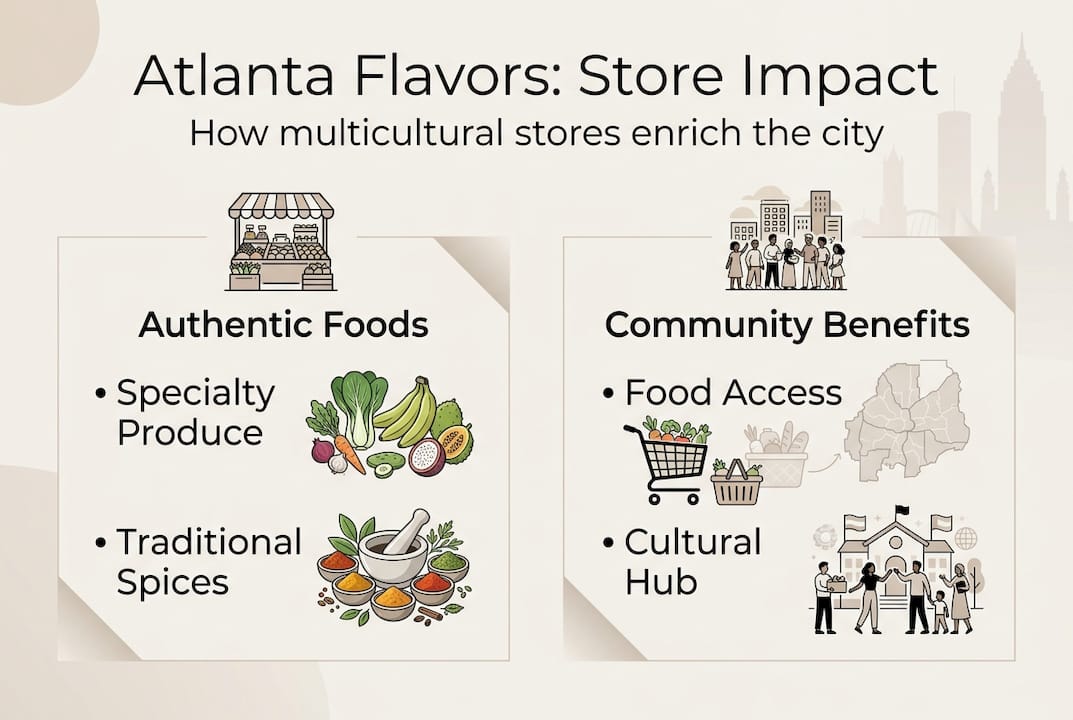 Infographic showing Atlanta multicultural store benefits