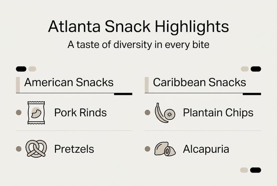 Infographic of American and Caribbean snacks in Atlanta