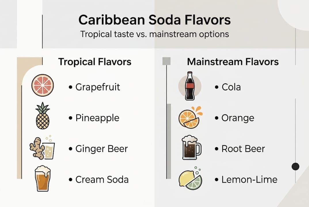 Infographic comparing Caribbean and mainstream soda flavors
