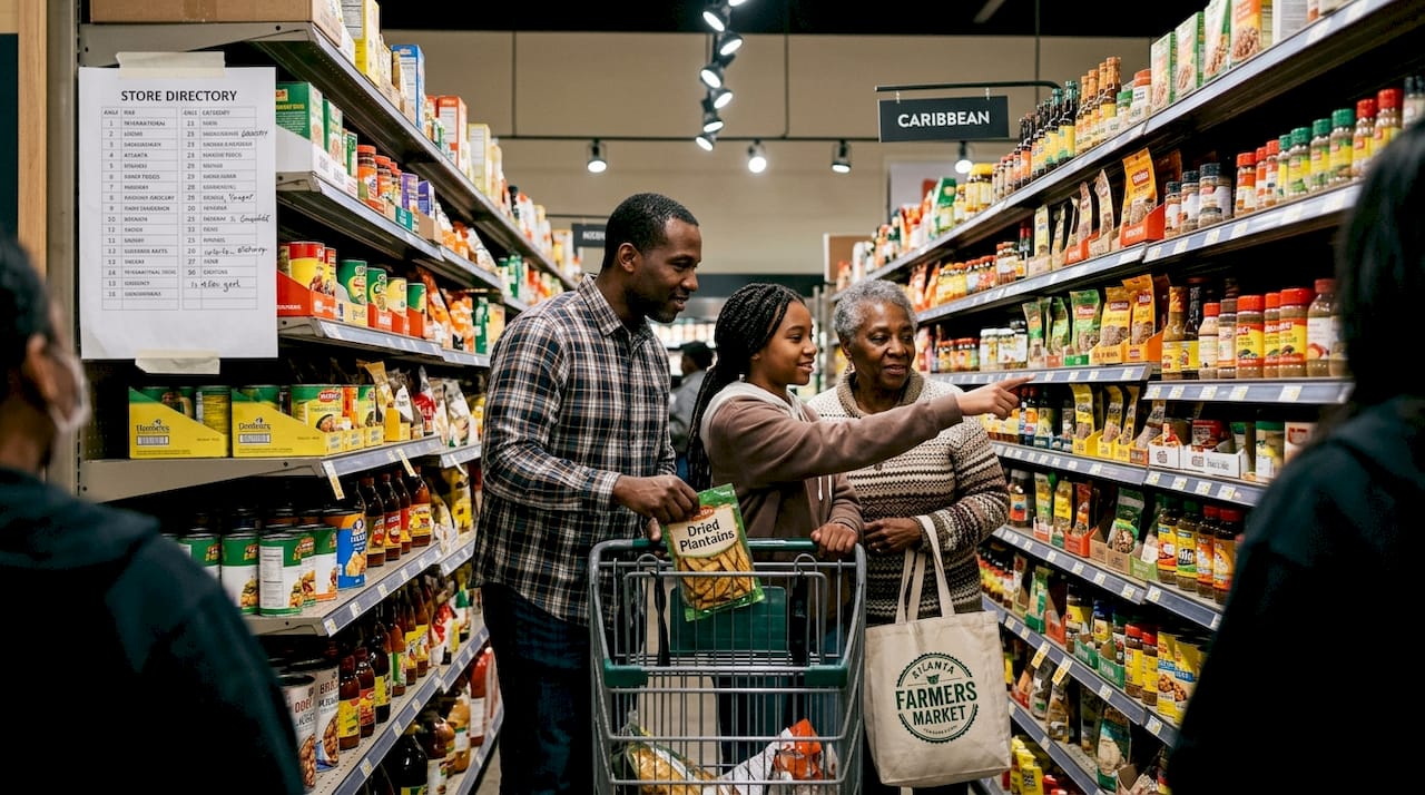 Family shops for international foods together