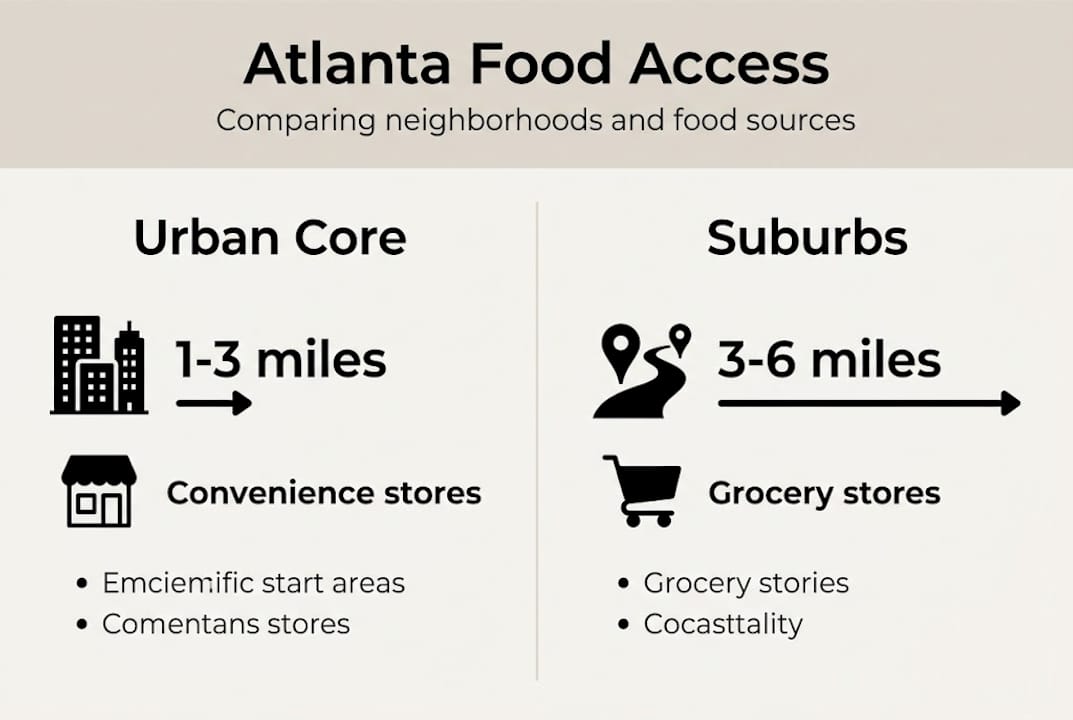 Infographic comparing food access in Atlanta neighborhoods