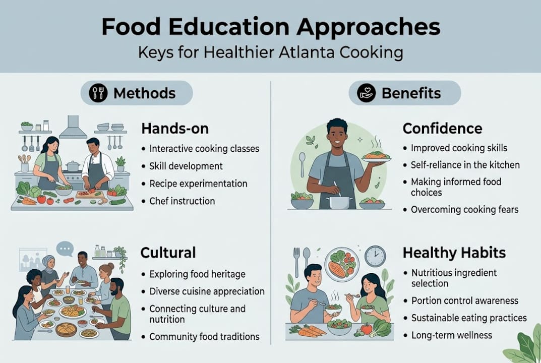 Infographic showing food education methods and benefits