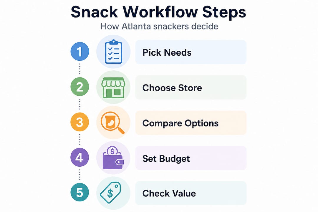 Infographic outlining Atlanta snack workflow steps