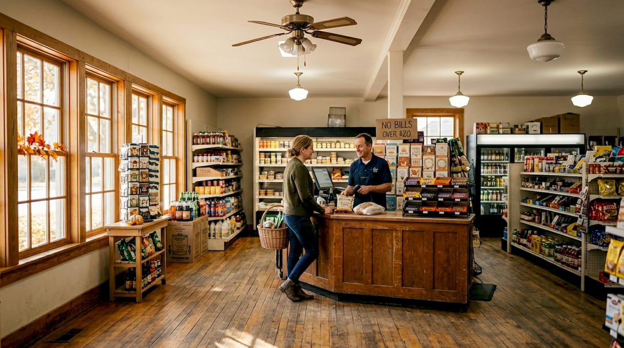 Shopper paying for convenience store essentials