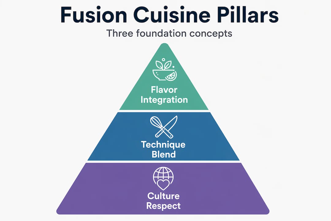 Fusion cuisine pillars hierarchy infographic