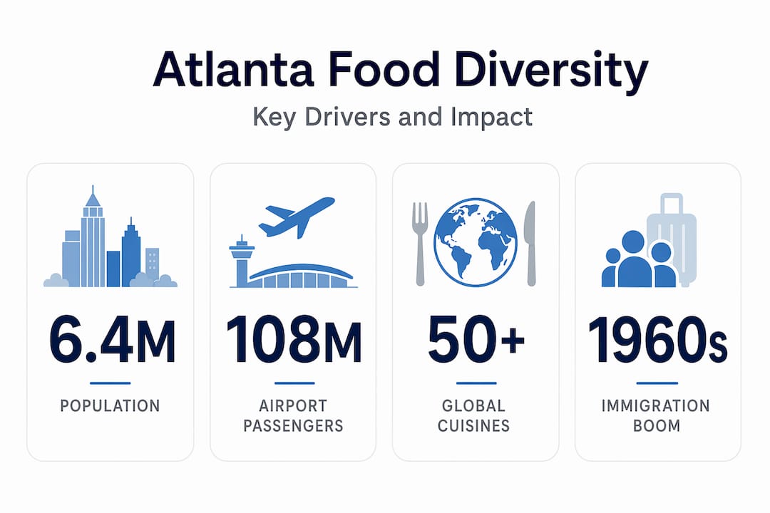 Infographic illustrating Atlanta food diversity drivers