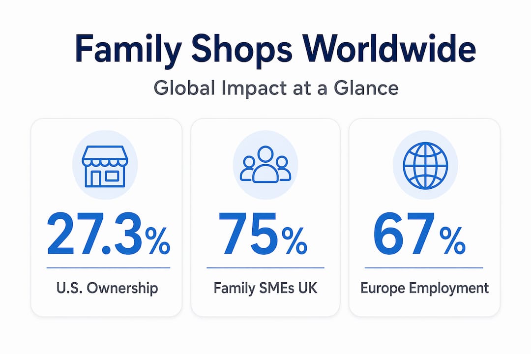 Infographic with global family shop statistics