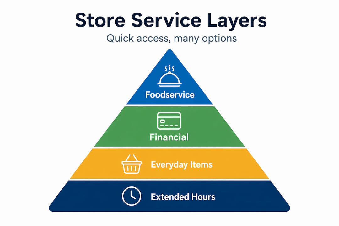 Infographic showing convenience store service layers