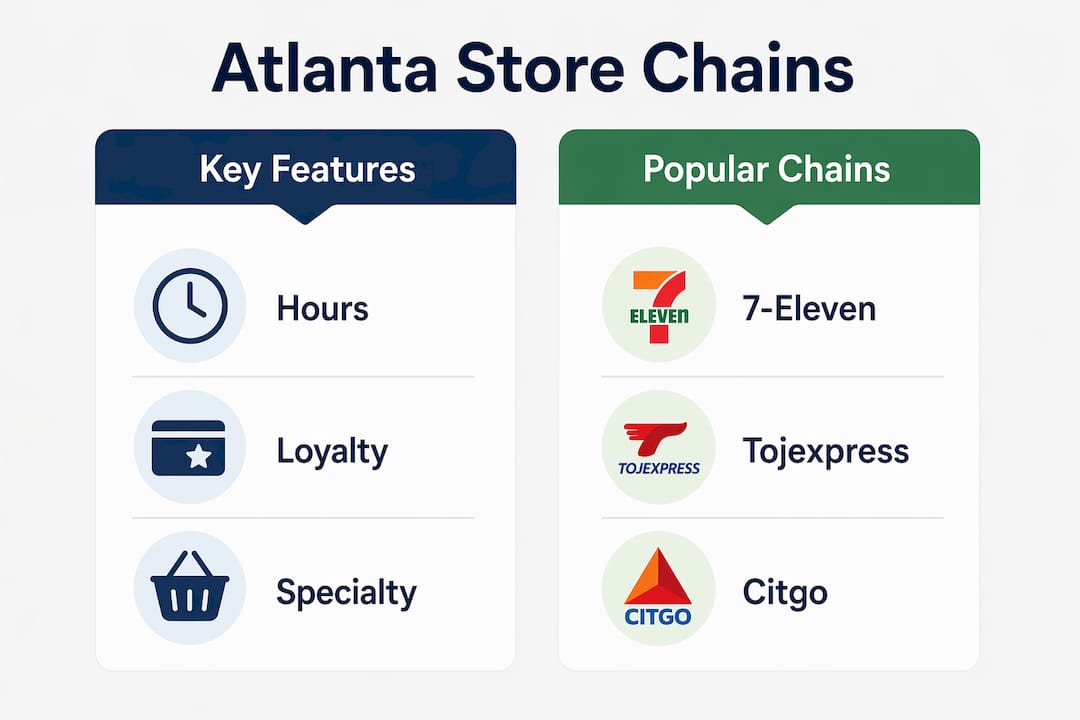 Infographic comparing key features of Atlanta convenience store chains