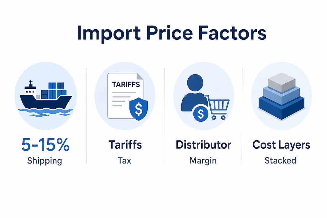 Infographic illustrating factors impacting import product prices