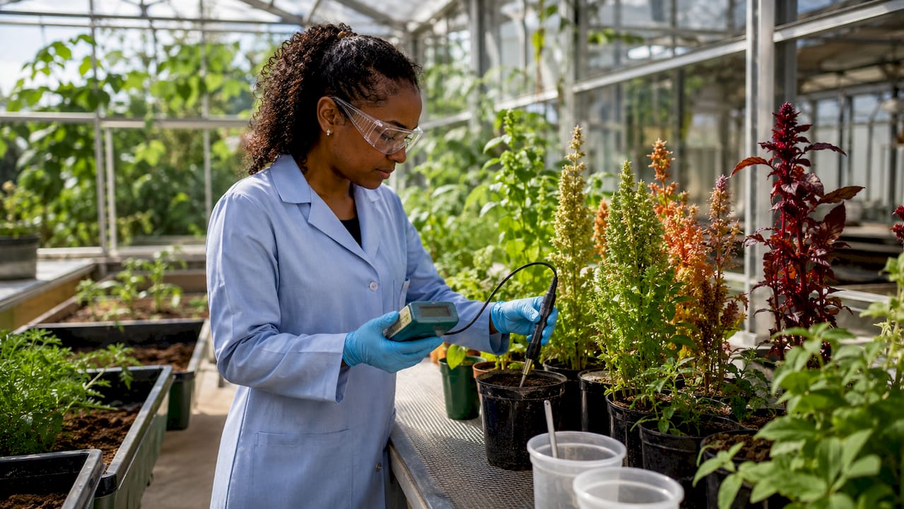 Female scientist working on sustainable food research