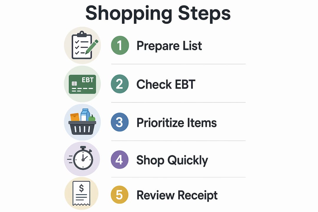 Infographic showing five steps of convenience store shopping