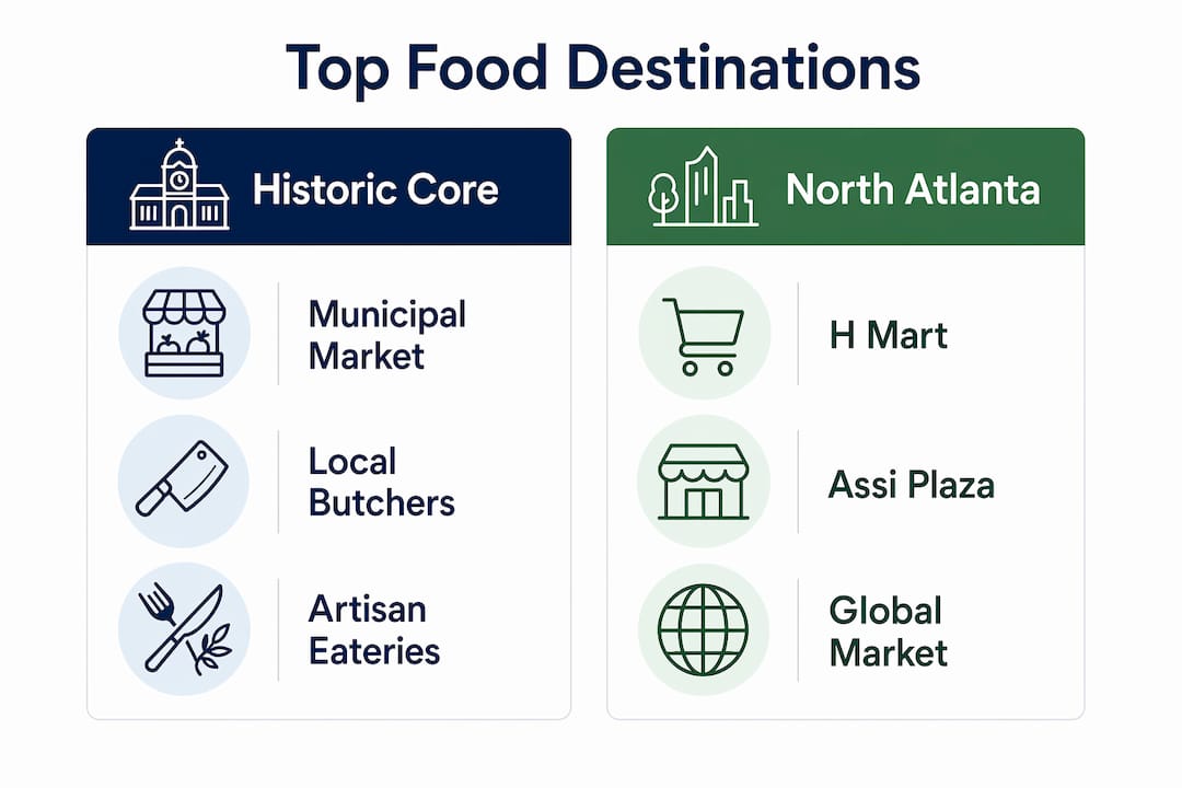 Infographic comparing Atlanta specialty food destinations