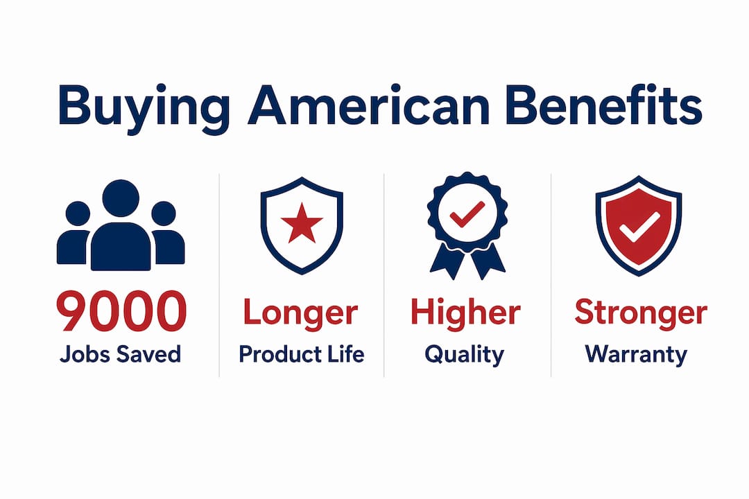 Infographic showing key statistics on benefits of buying American