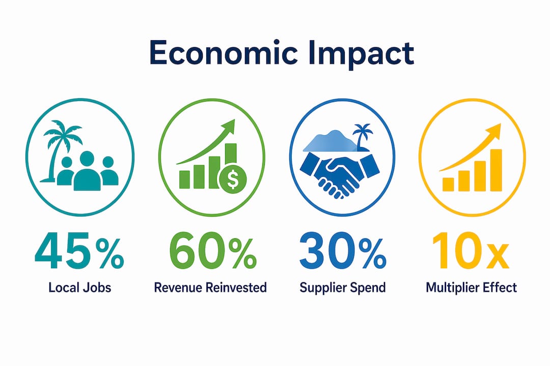 Infographic showing economic impact statistics of Caribbean shops in Stone Mountain