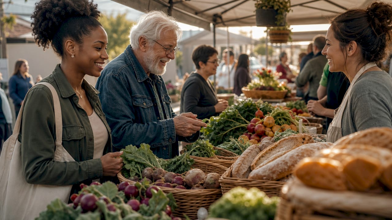Community farmers market specialty products scene