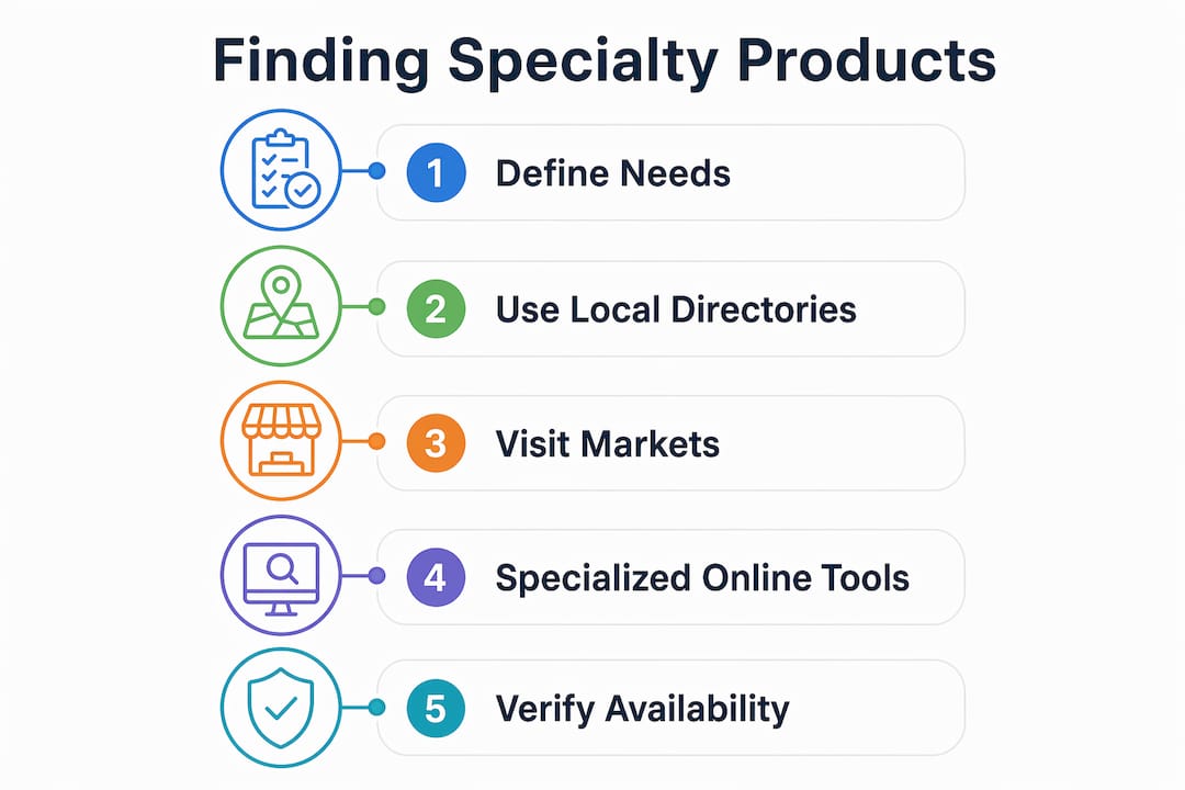 Infographic with steps to locate specialty products