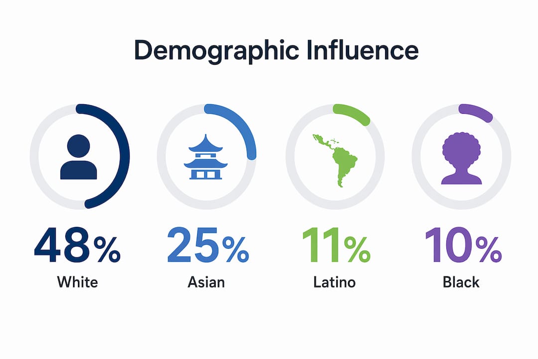 Infographic showing demographic percentages in suburb