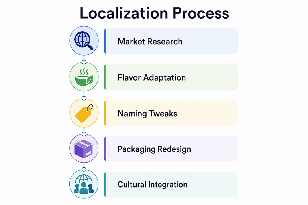 Infographic illustrating stages of snack localization process