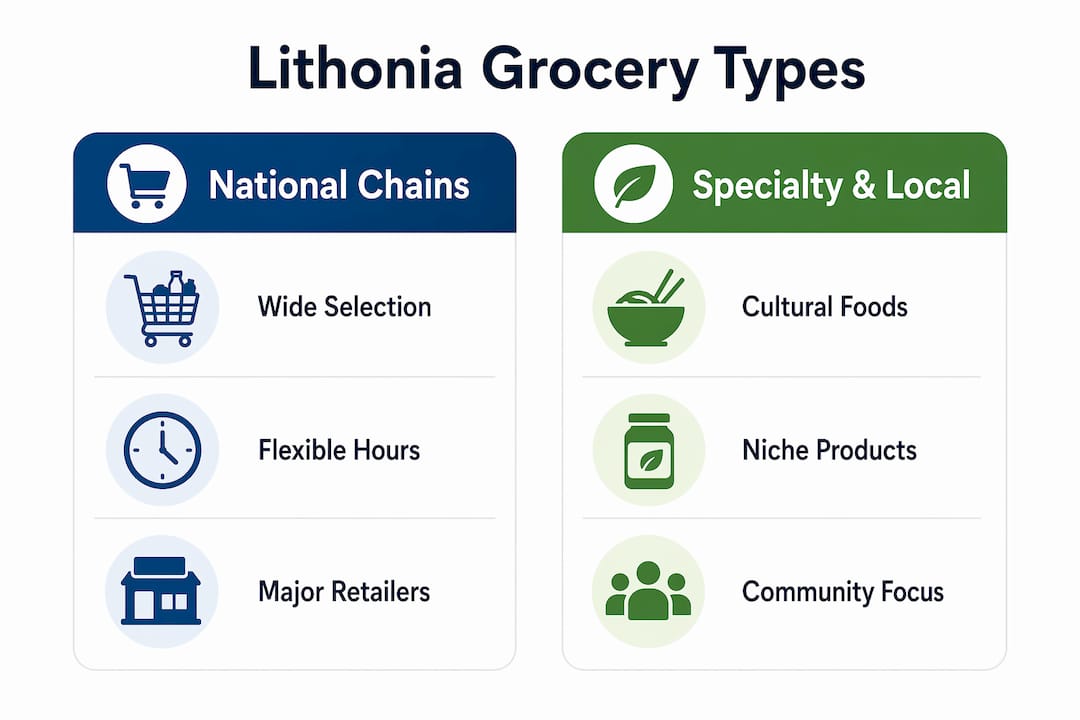 Infographic comparing grocery store types in Lithonia