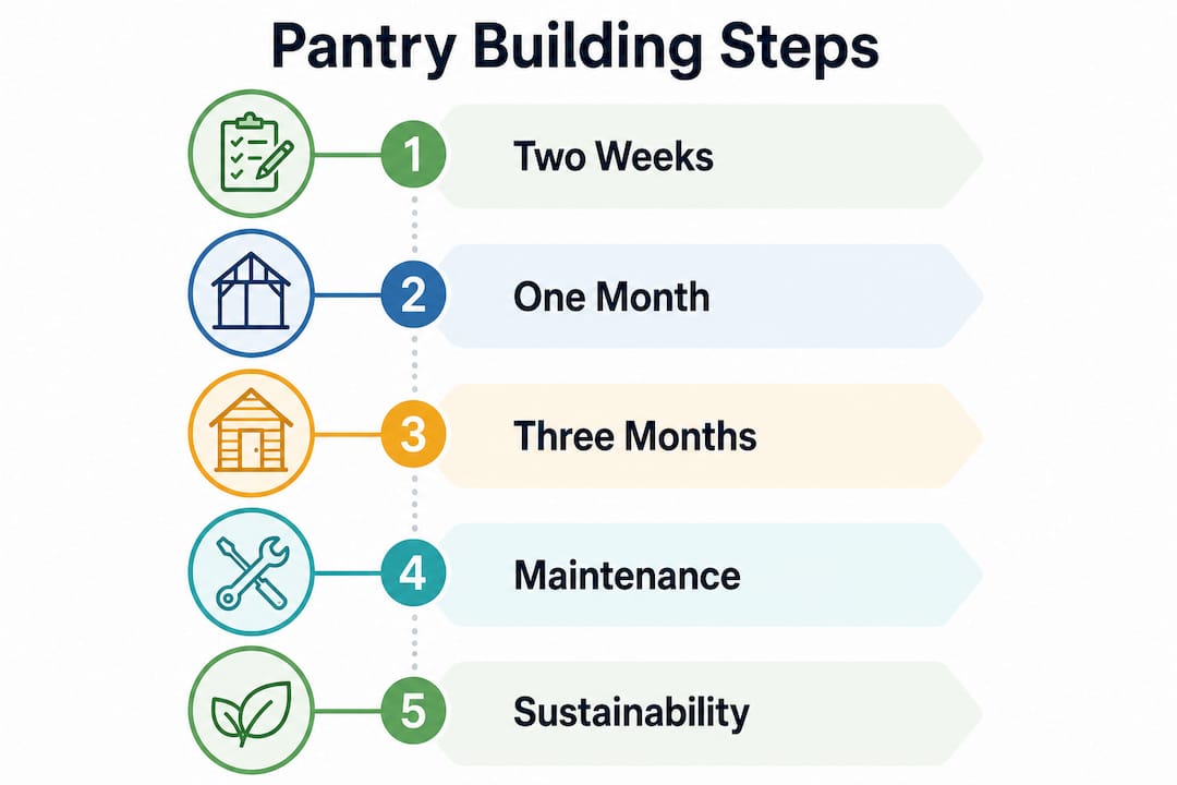 Infographic showing dried goods pantry building steps