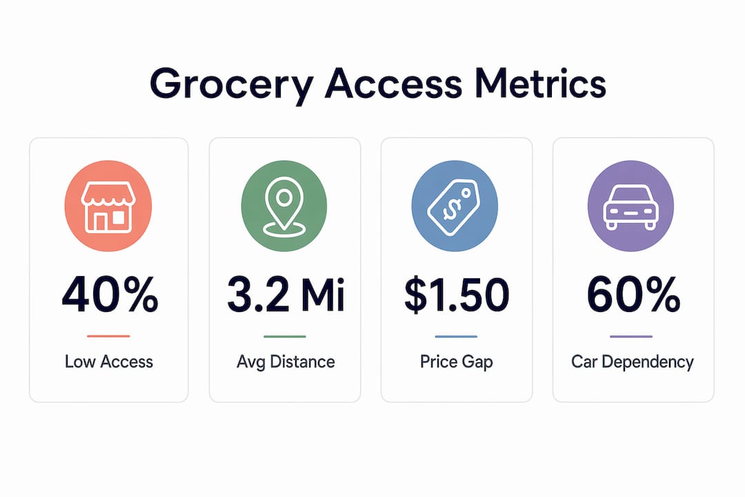 Infographic showing grocery access statistics key points
