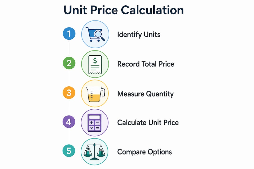Infographic illustrating steps to calculate unit price