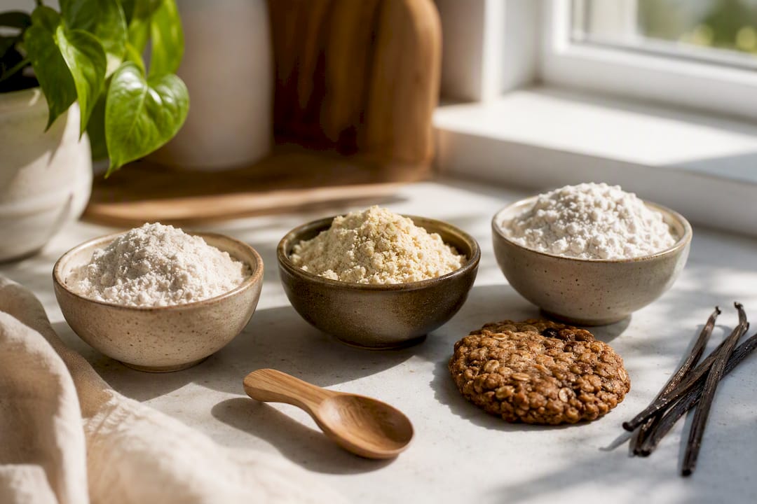 Three flours in bowls comparison