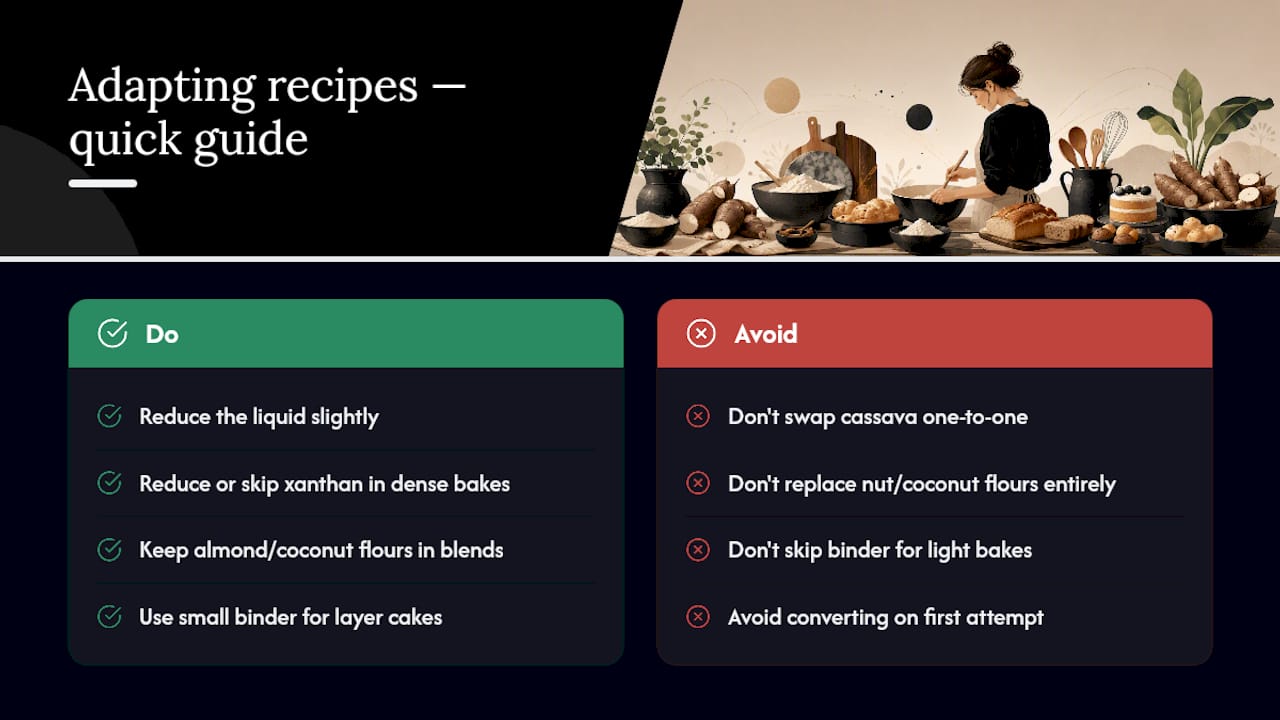 Adapting Any Gluten-Free Recipe for Cassava Flour — overview diagram