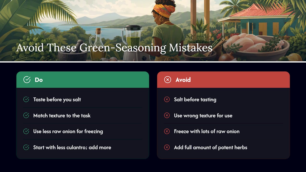 Four green seasoning mistakes to avoid