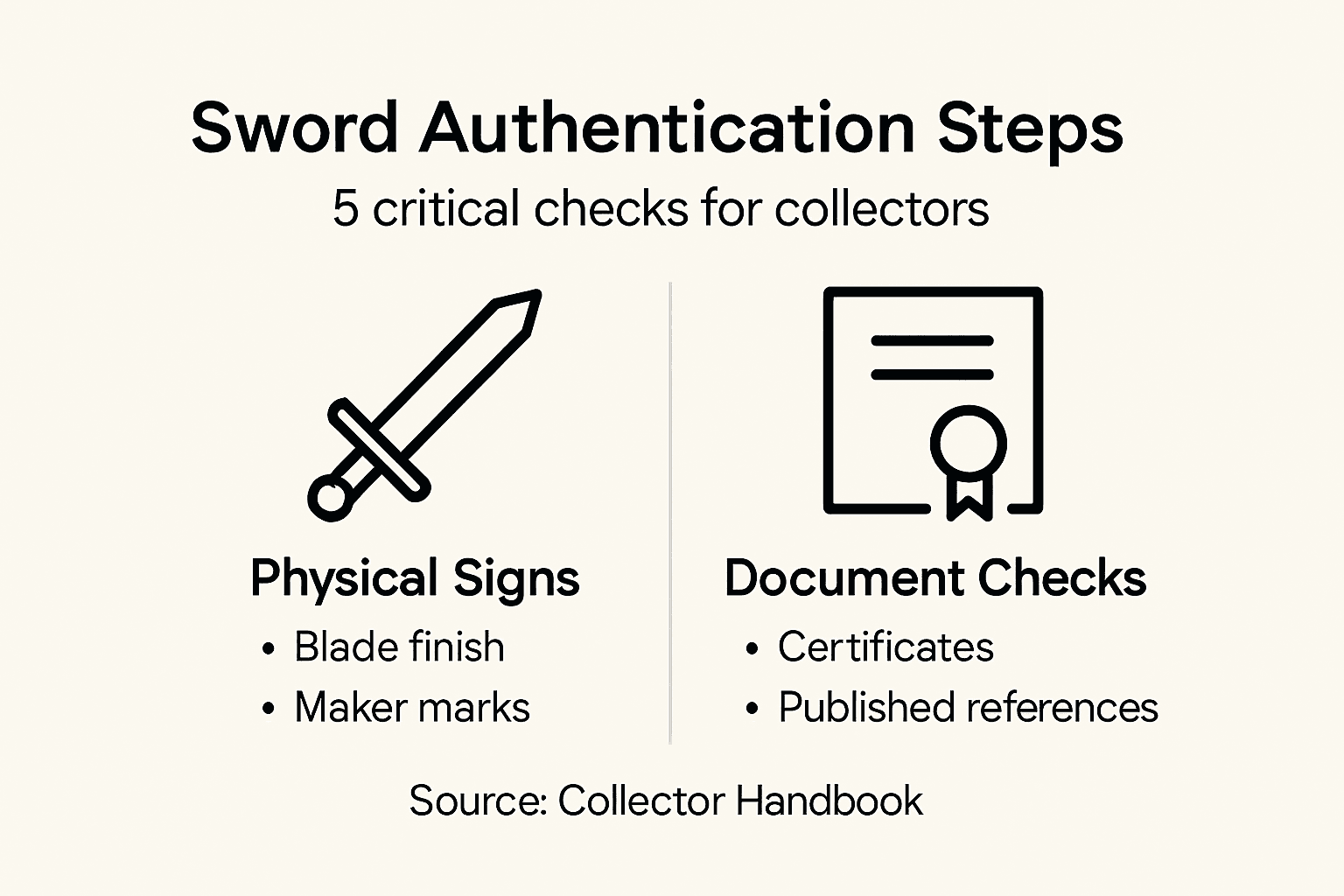 Infographic summarizing sword authentication steps