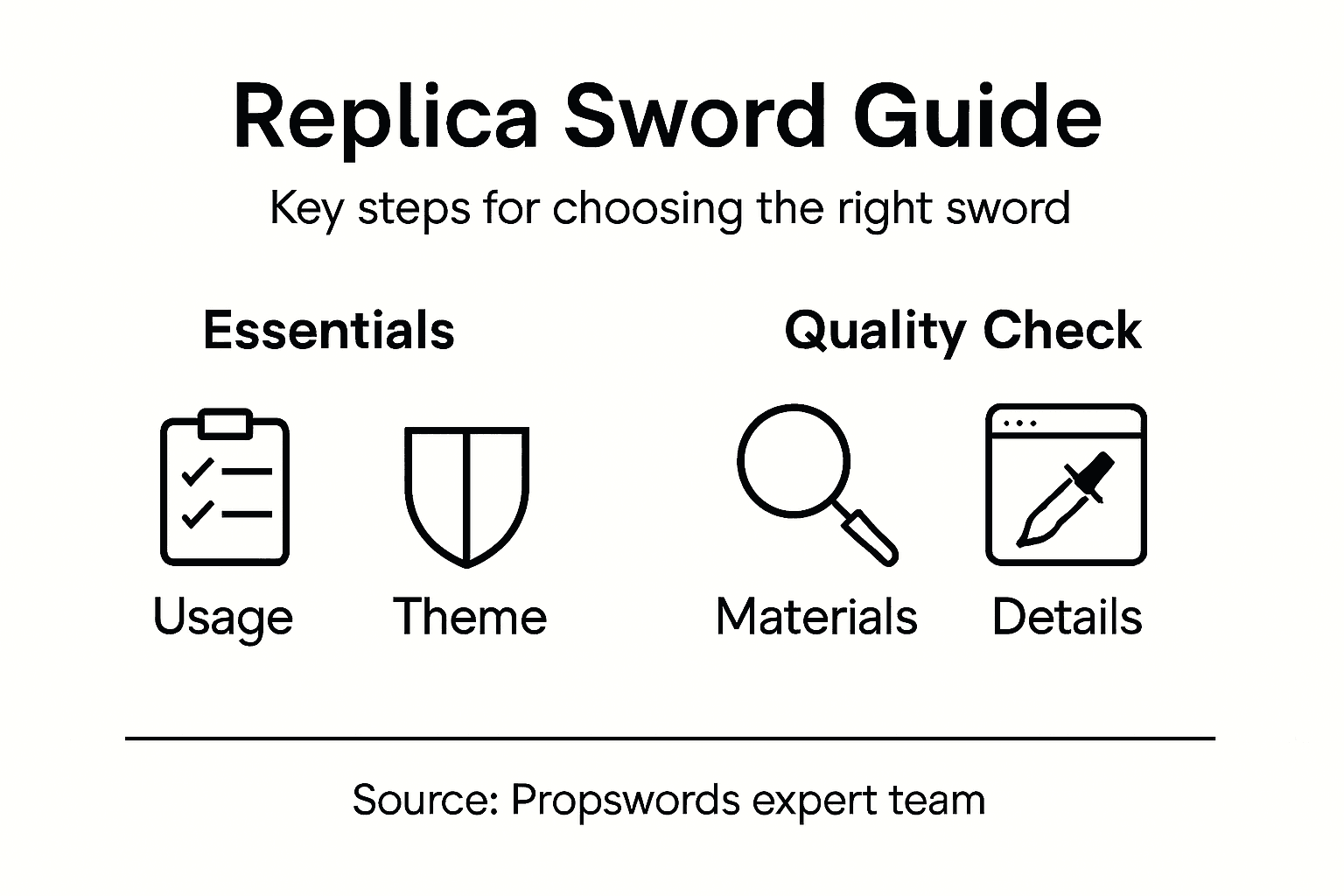Infographic summarizing sword selection process
