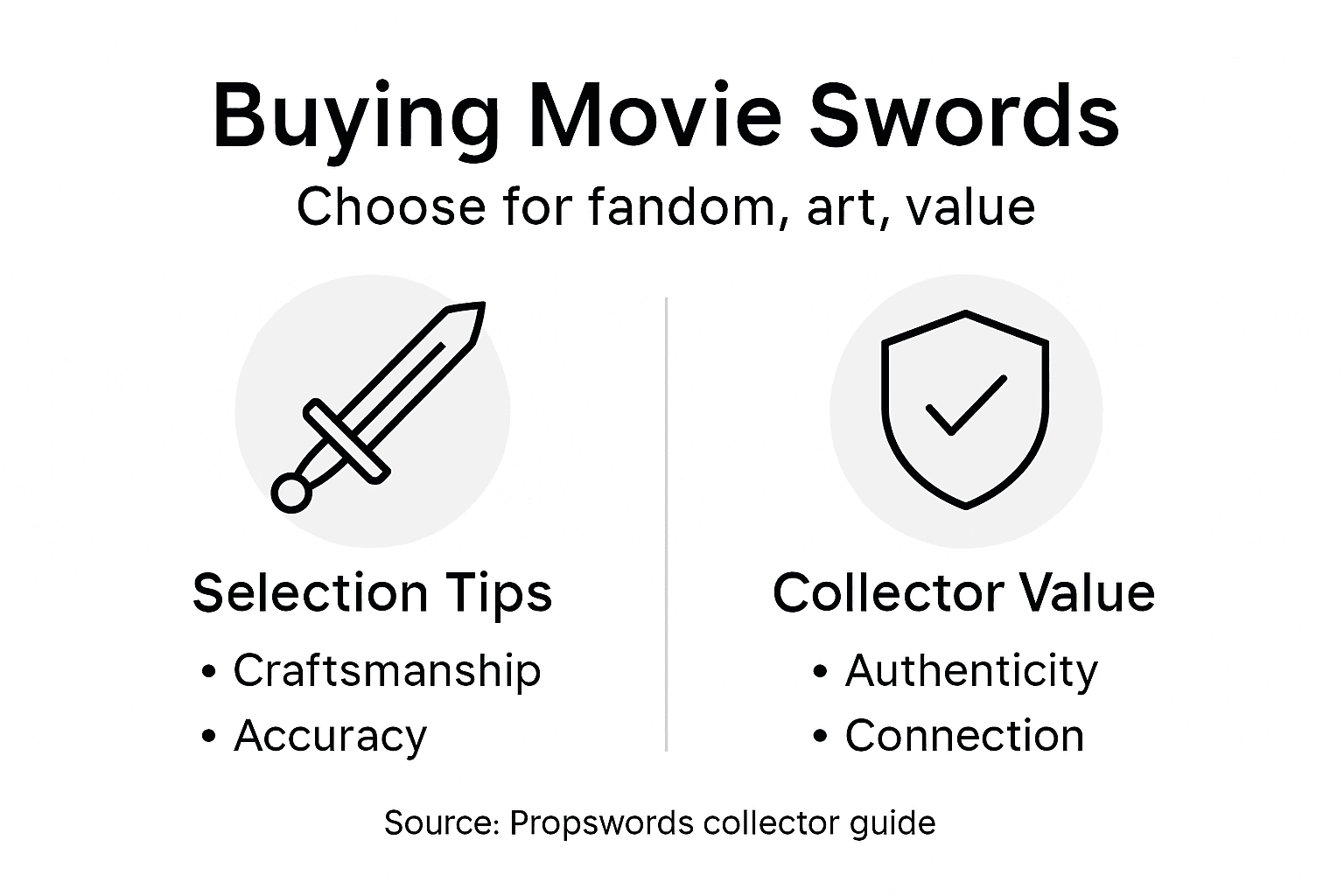 Infographic showing buying movie sword tips