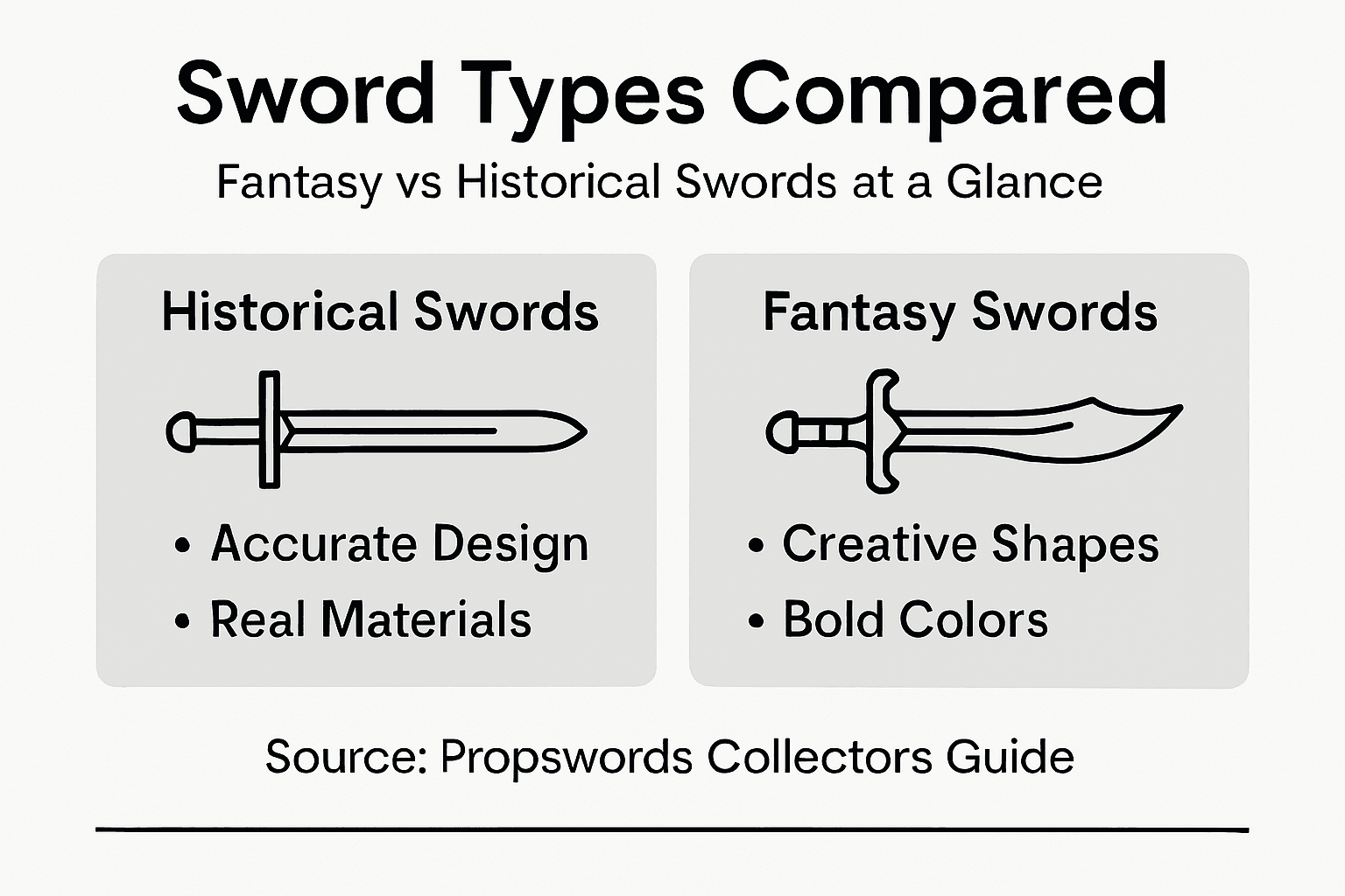 Infographic comparing fantasy and historical swords