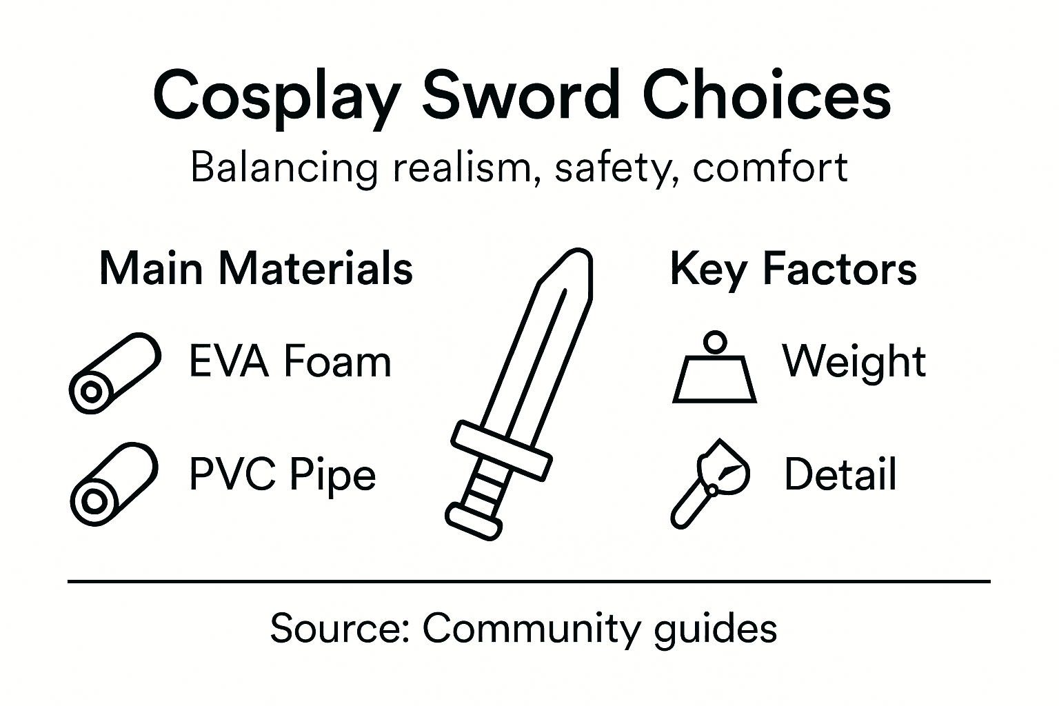 Infographic about cosplay sword choices