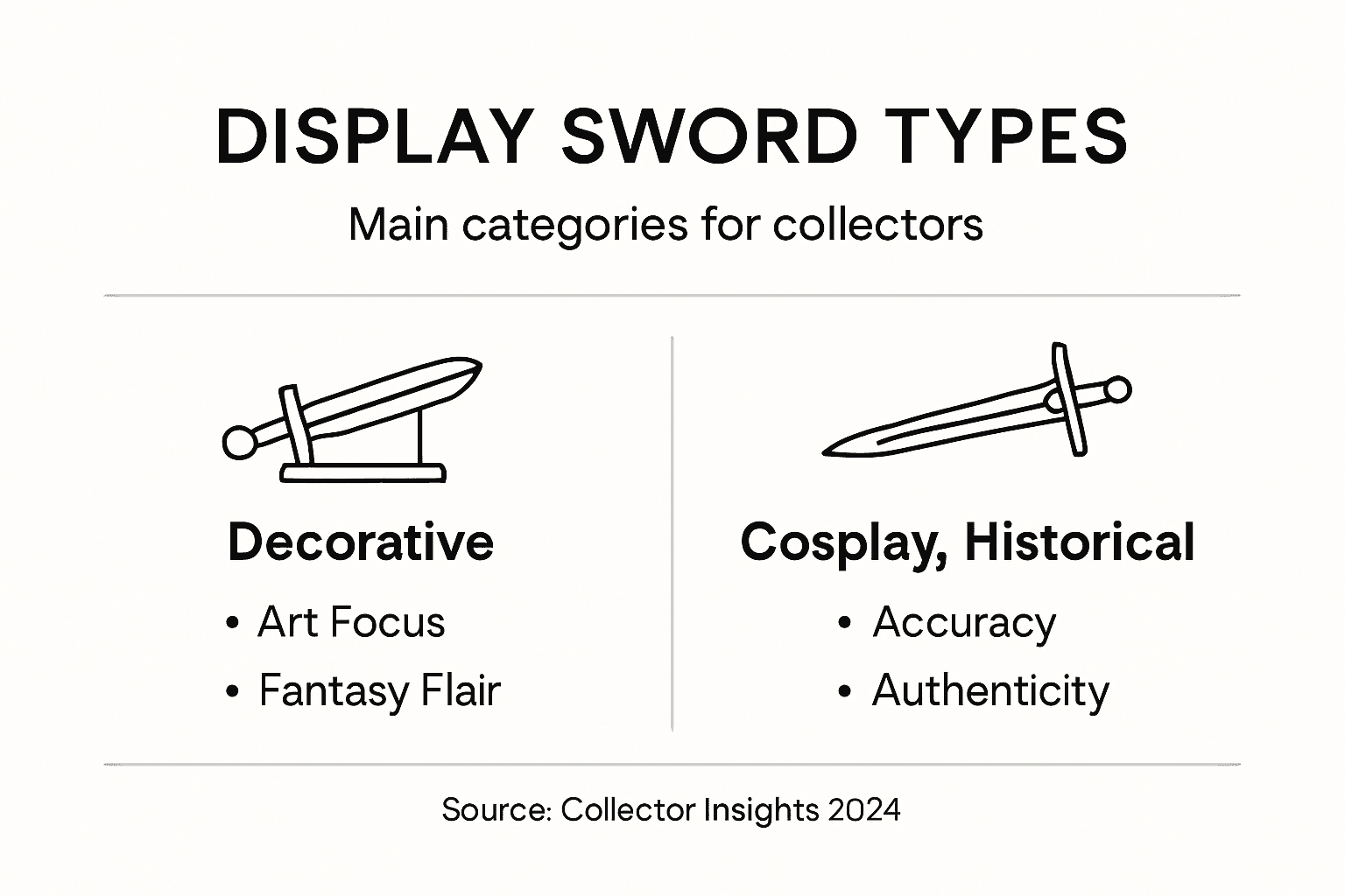 Infographic of display sword type categories
